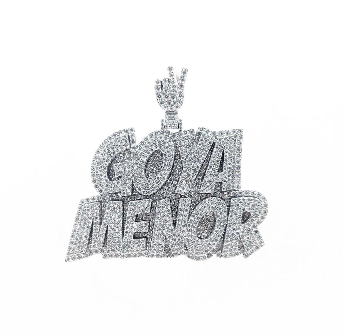 White gold pavé diamond Goya Menor nameplate pendant