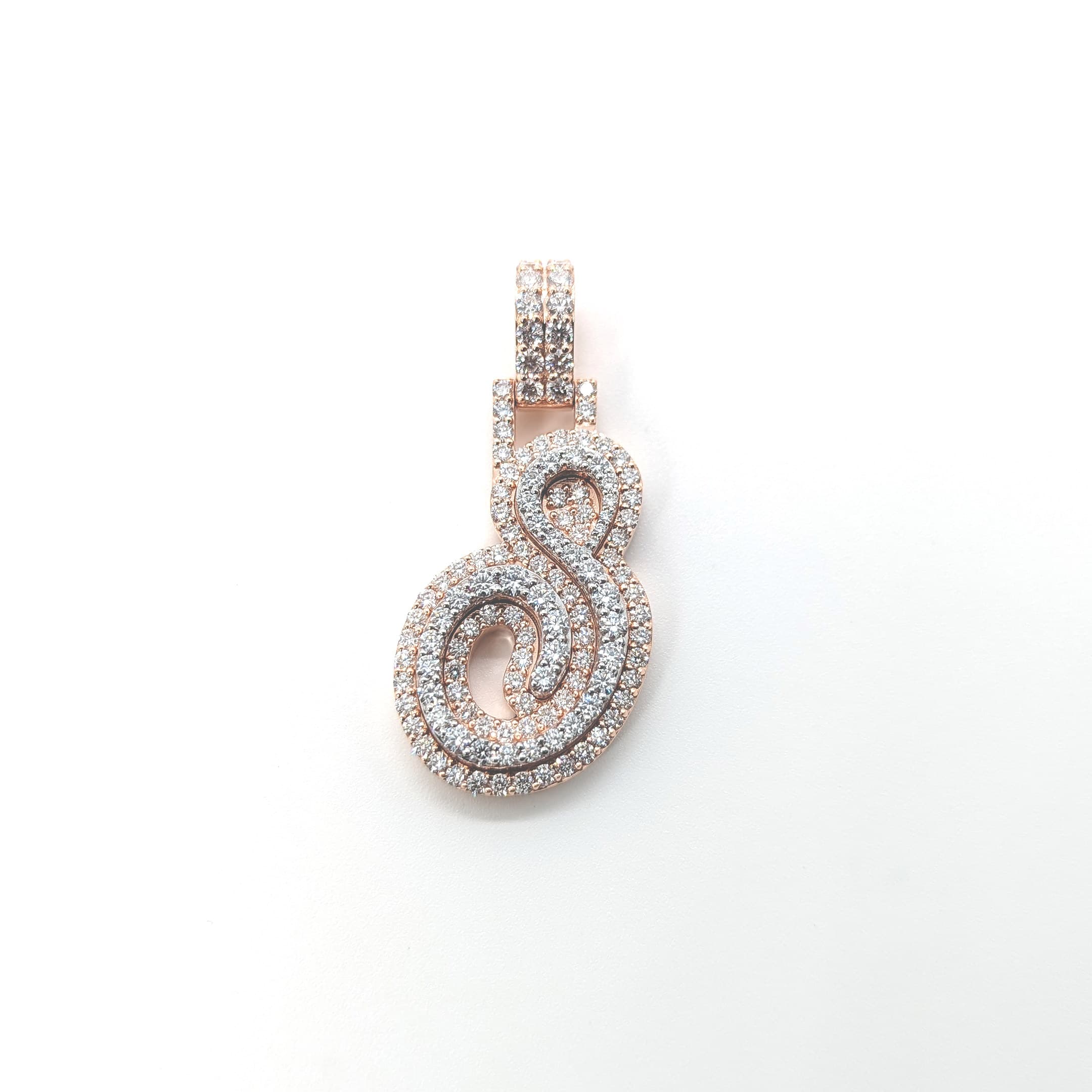 Rose gold two-tone pavé diamond script S initial pendant